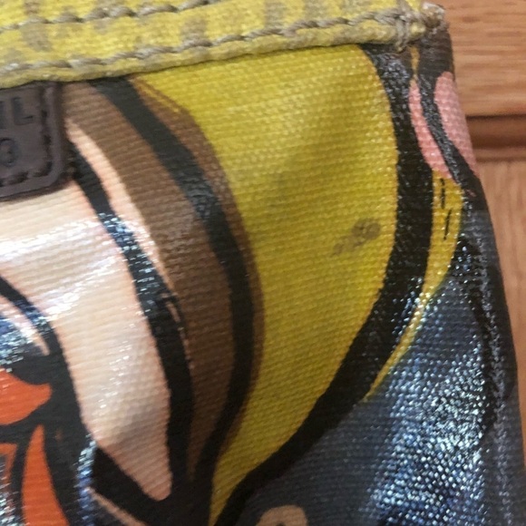 Fossil Large Wax Canvas Key-Per Shoulder Bag Tote Floral Print Pockets 15X14 BIG - Picture 8 of 12